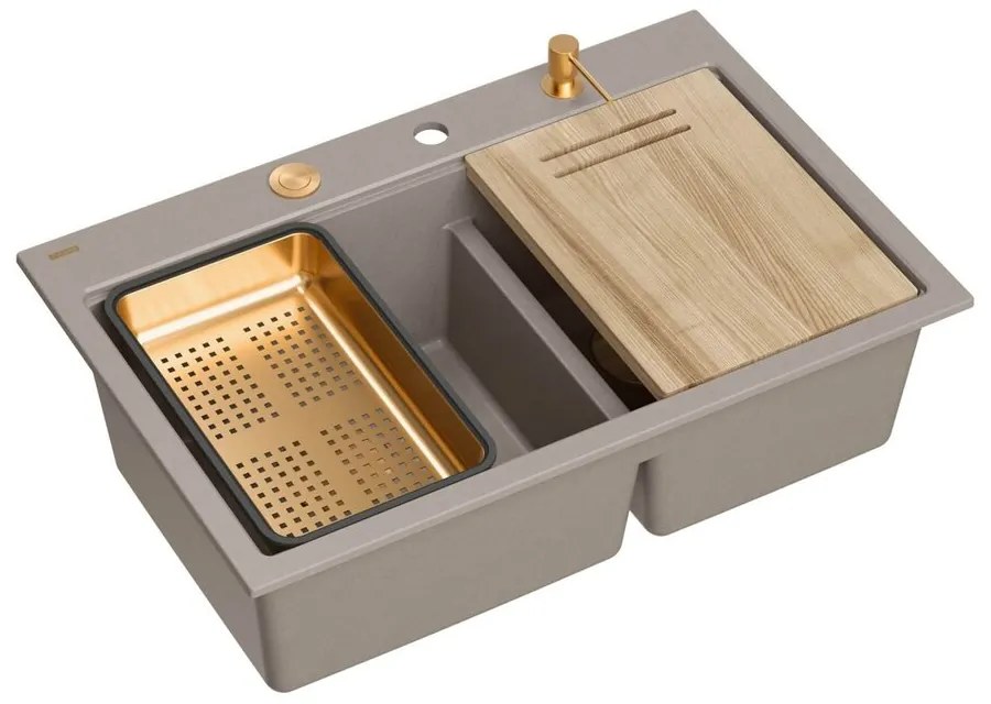 Statie de lucru incastrata Quadron Unique Marc 120 bej soft taupe - cupru 76x50 cm