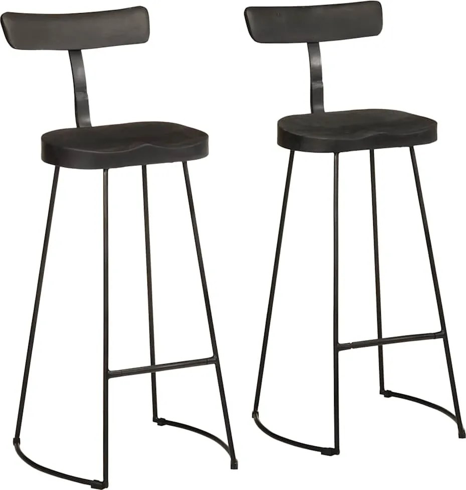 vidaXL Scaune de bar 2 buc Negru 49x43x103 cm Lemn masiv Mango