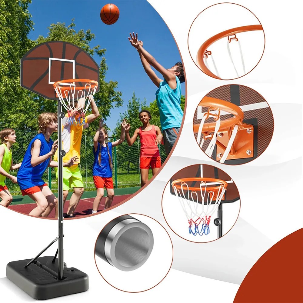 Coș de baschet reglabil pe înălțime pentru copii, maro