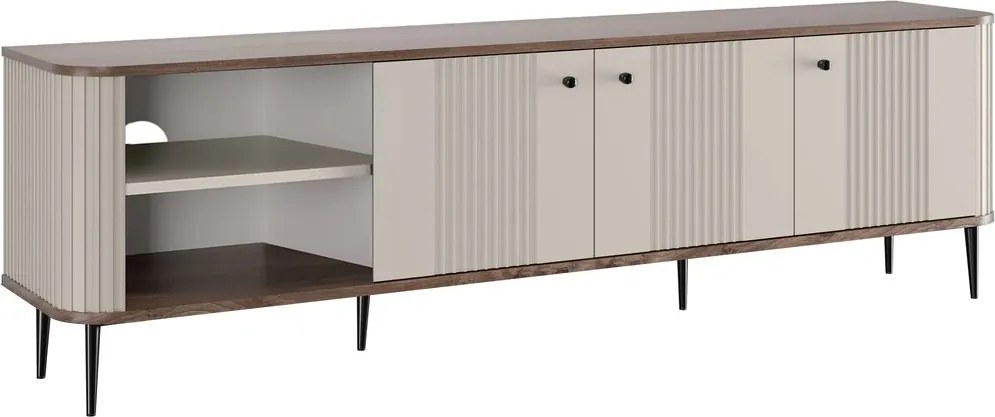 Dulap TV Vesper 3D 187 cm - cașmir / nuc / picioare negre