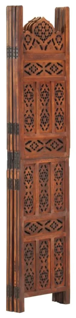 285325 vidaXL Paravan cameră sculptat manual 4 panouri maro 160x165 cm mango