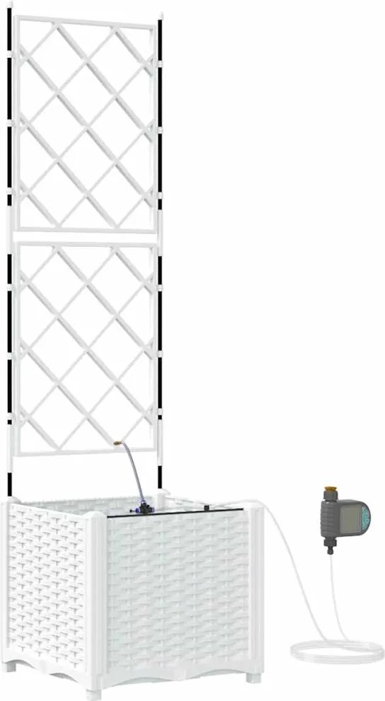 vidaXL Vază pentru Grădină Alb 40 x 40 x 142 cm Oțel