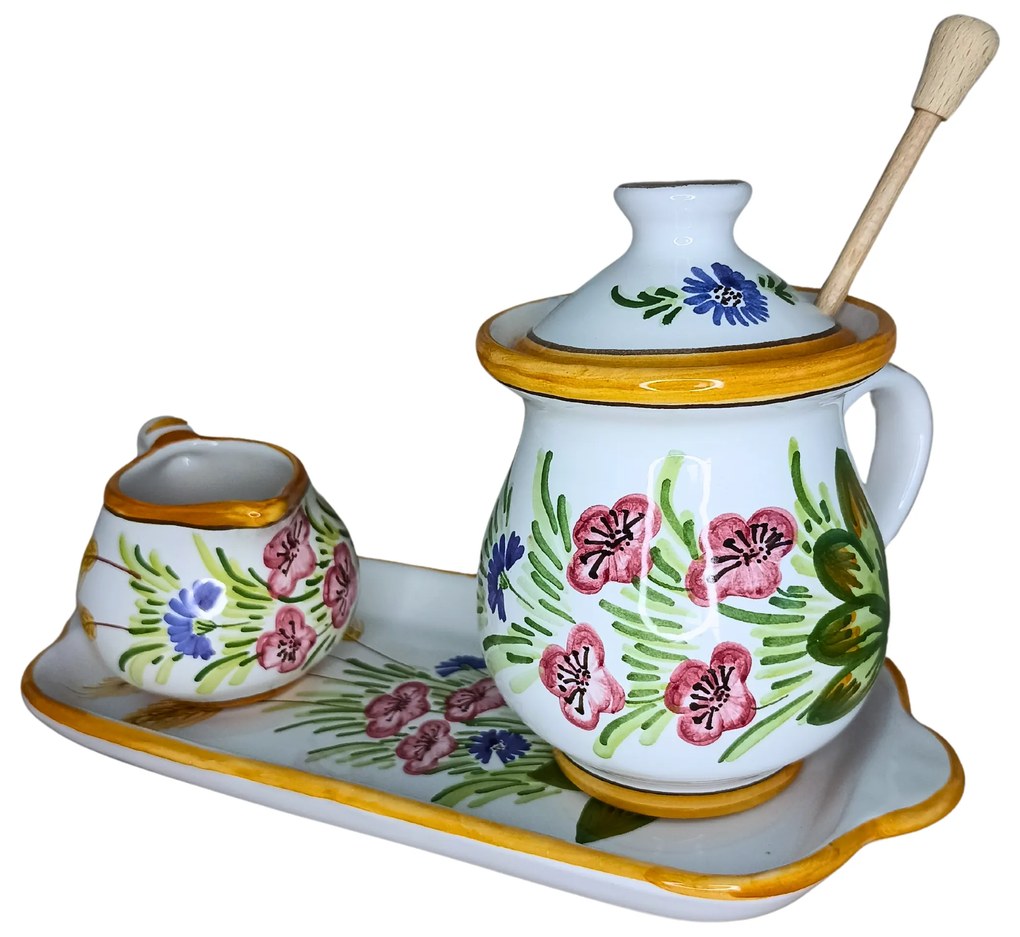 Set ceramică servit ceai/cafea model maci