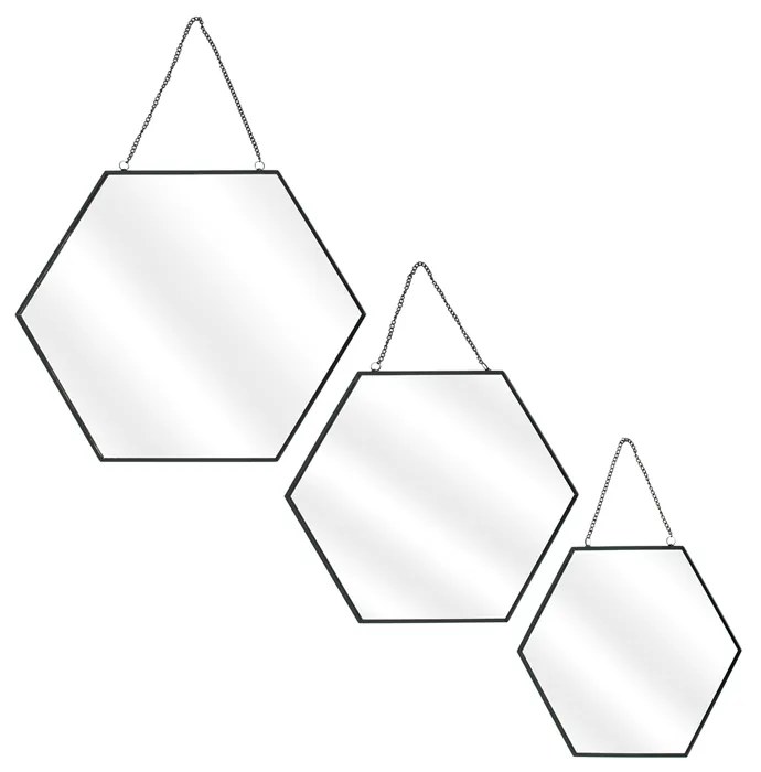 Set 3 oglinzi CMP Hexagonal Black