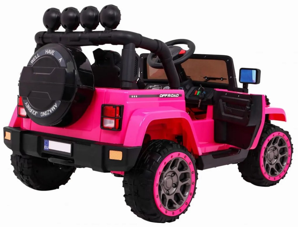 Masinuta Electrica cu acumulator pentru copii NOVOKIDS™ Full Time Jeep 4X4 PRO, Max 30 kg, 3-8 ani , Cu melodii si lumini,12V, 2 Viteze, 4 motoare,