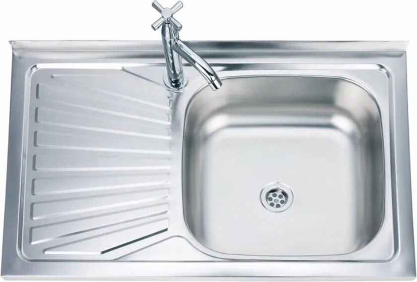 Chiuveta inox Inter Ceramic cu o cuva si picurator stanga finisaj inox lucios 80x50 cm