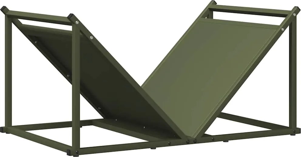 vidaXL Suport pentru lemne de foc Verde măsline Oțel laminat la rece