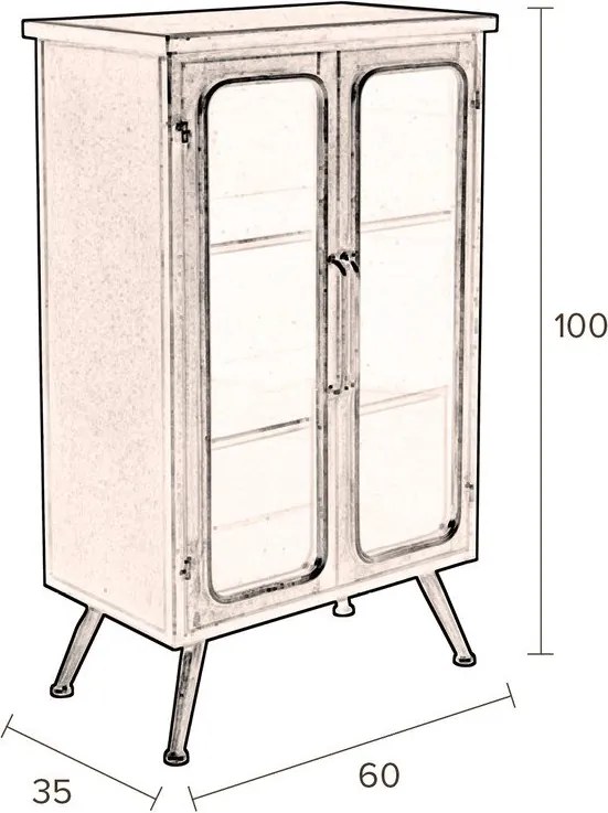 Vitrină neagră din metal 60x100x35 cm Denza – Dutchbone