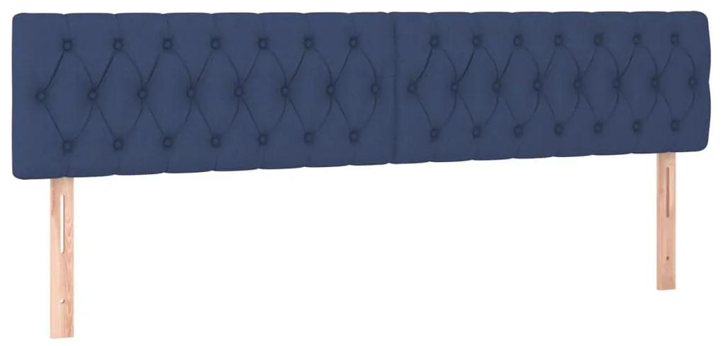 Tablie de pat cu LED, albastru, 200x7x78 88 cm, textil 1, Albastru, 200 x 7 x 78 88 cm
