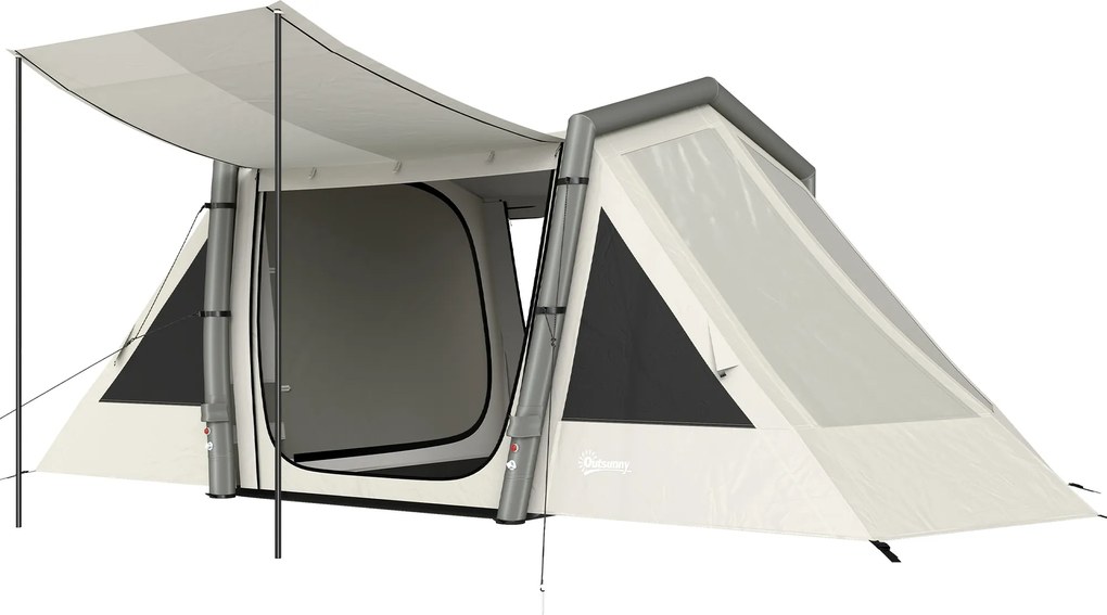 Outsunny Cort gonflabil 6 persoane Montare rapidă Cort outdoor pentru camping cu 2 dormitoare Antreu Fereastră | Aosom Romania
