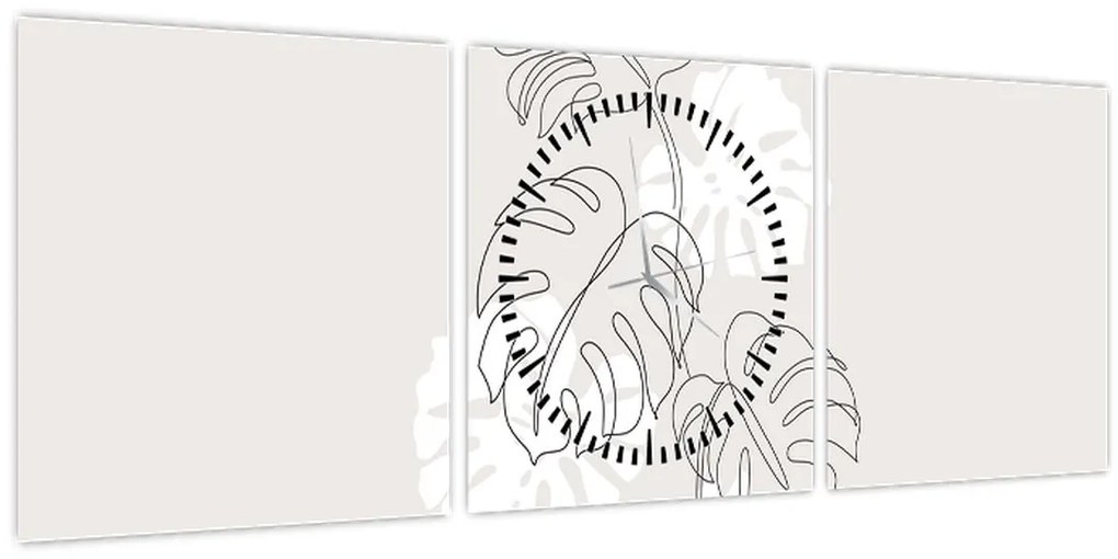 Tablou - Linia de artă monstera N⁰3 (cu ceas) (90x30 cm)
