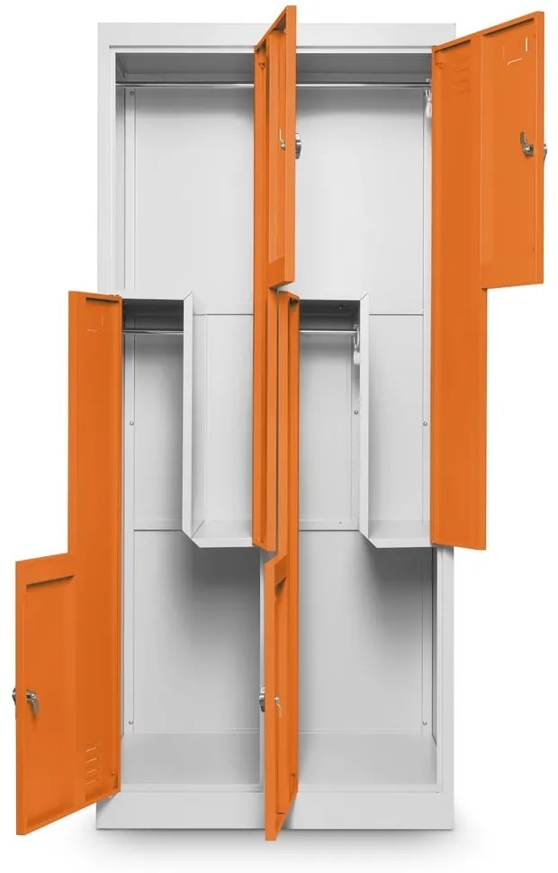 Dulap metalic Z, 80 x 50 x 180 cm, blocare, portocaliu - RAL 2004
