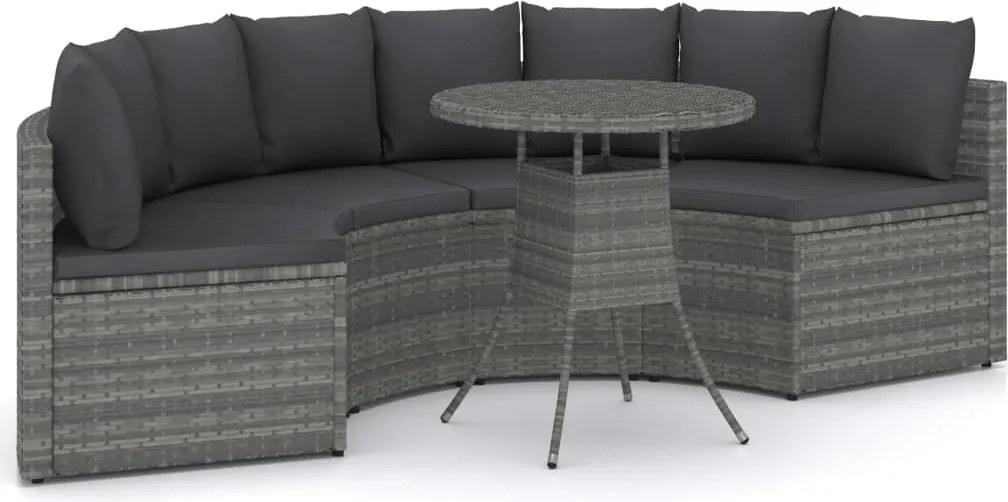 vidaXL Set mobilier de grădină cu perne, 5 piese, gri, poliratan