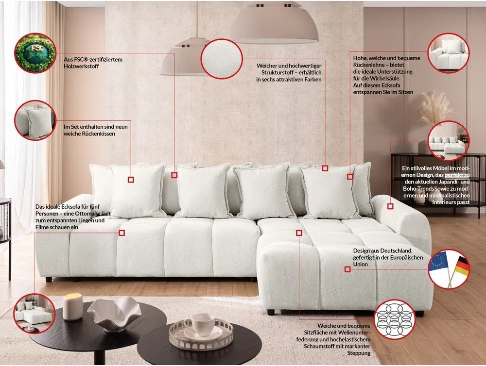 Colțar alb (cu colț pe partea dreaptă/cu șezlong) Albane – Ropez