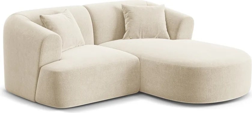 Colțar bej cu tapițerie din catifea (cu colț pe partea dreaptă/cu șezlong) Campi – Cosmopolitan Design