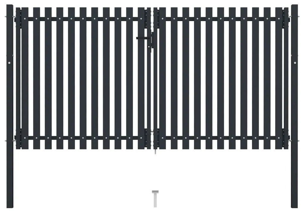vidaXL Poartă de gard cu ușă dublă, oțel, 300x150 cm, antracit