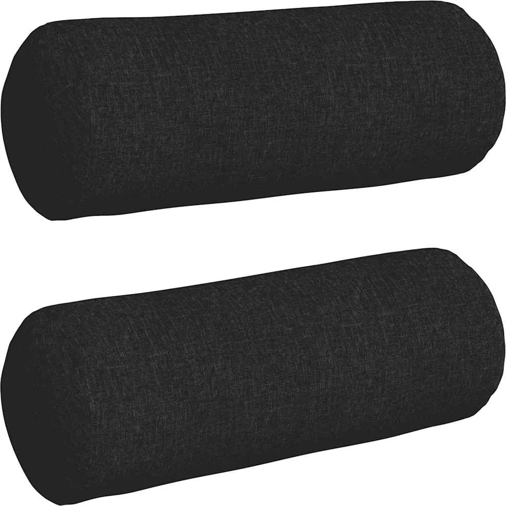 vidaXL Perne Bolster 2 pcs Negru Ø 25 x 70 cm țesătură