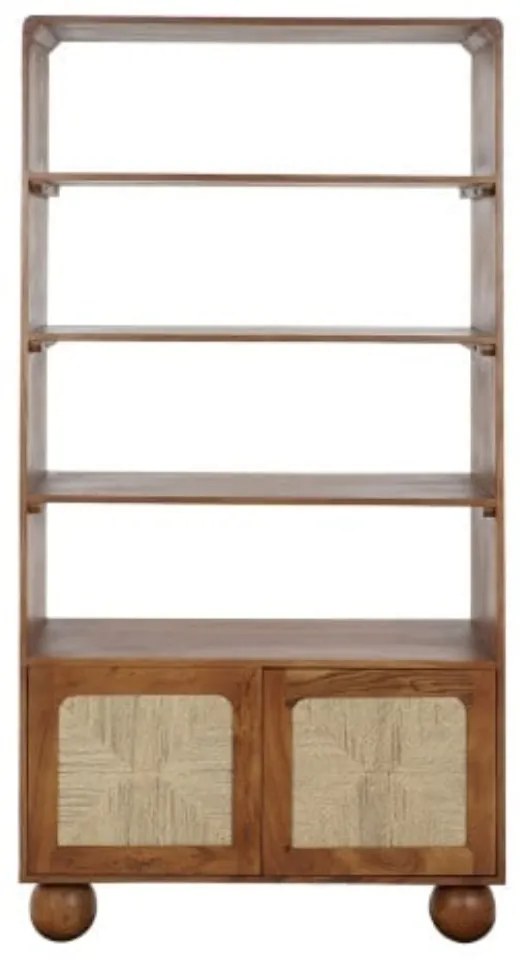 Etajeră din lemn de acacia și rattan, H181 cm, „Savanah”