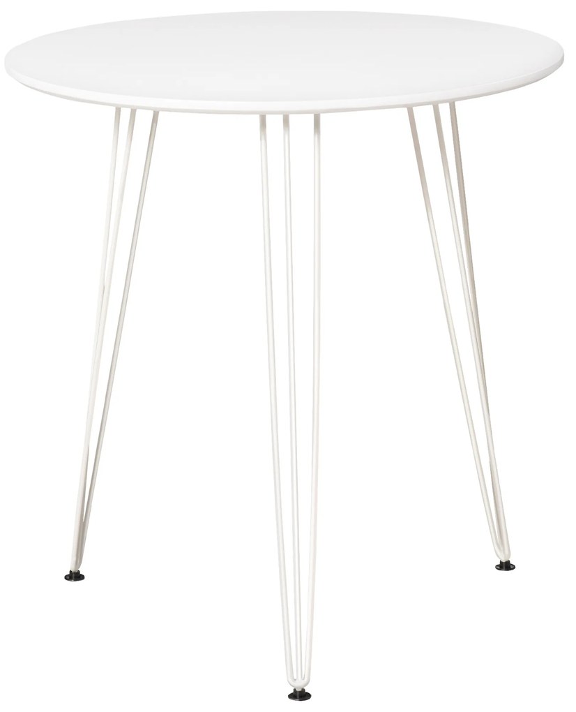 HOMCOM Masă de Comedor Rotundă cu Picioarele în formă de Furculiță din Metal Stil Modern Nordic pentru Bucătărie Sufragerie Cafenea Bar Ø70x75 cm Alb | Aosom Romania