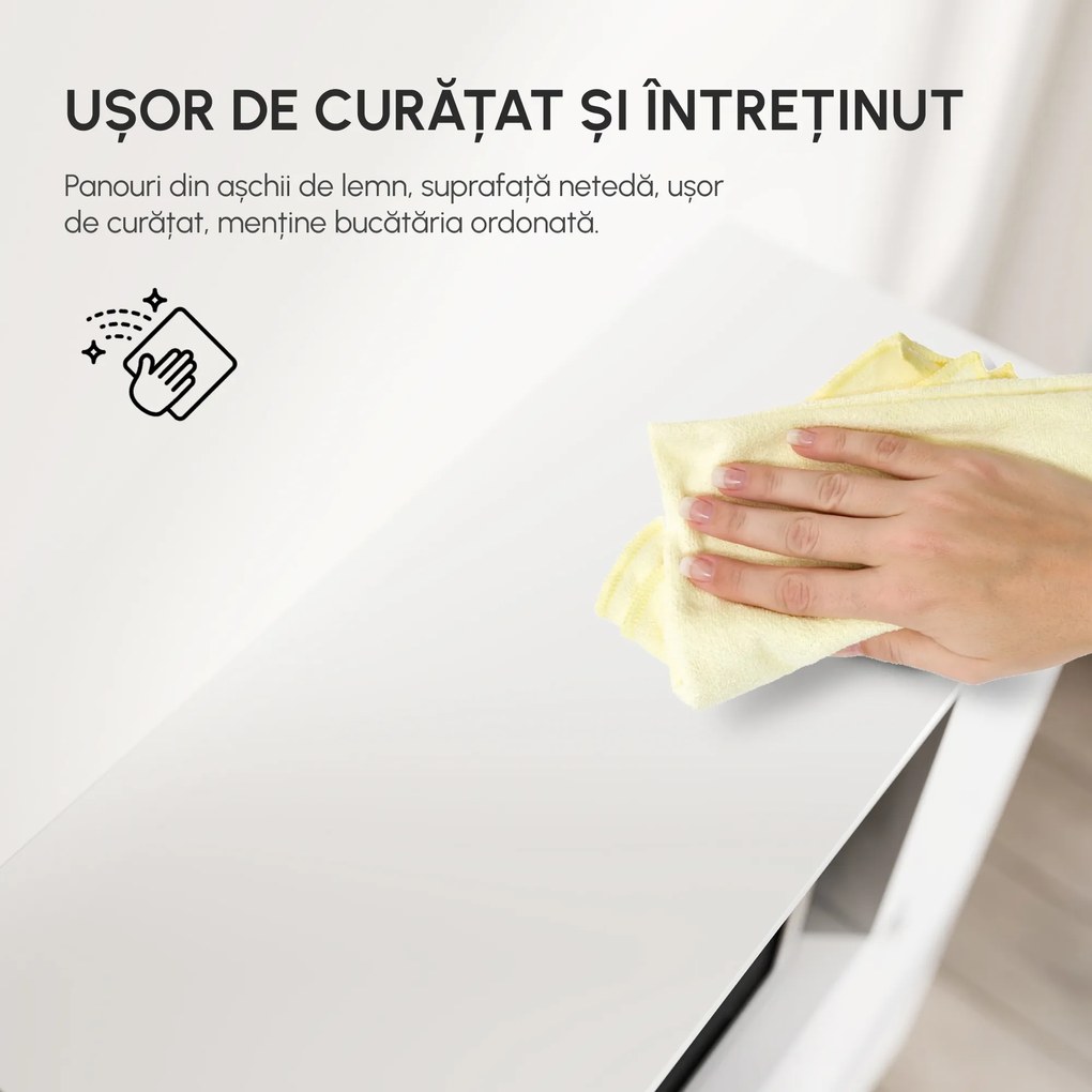 Dulap de bucatarie cu 3 compartimente si sistem de prindere de perete, PAL alb, 90x40x120cm HOMCOM | Aosom Romania