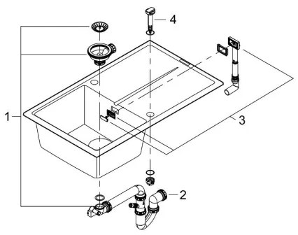 GROHE K400 31640AP0 - chiuvetă din compozit, 860 × 500 mm, granit/negru