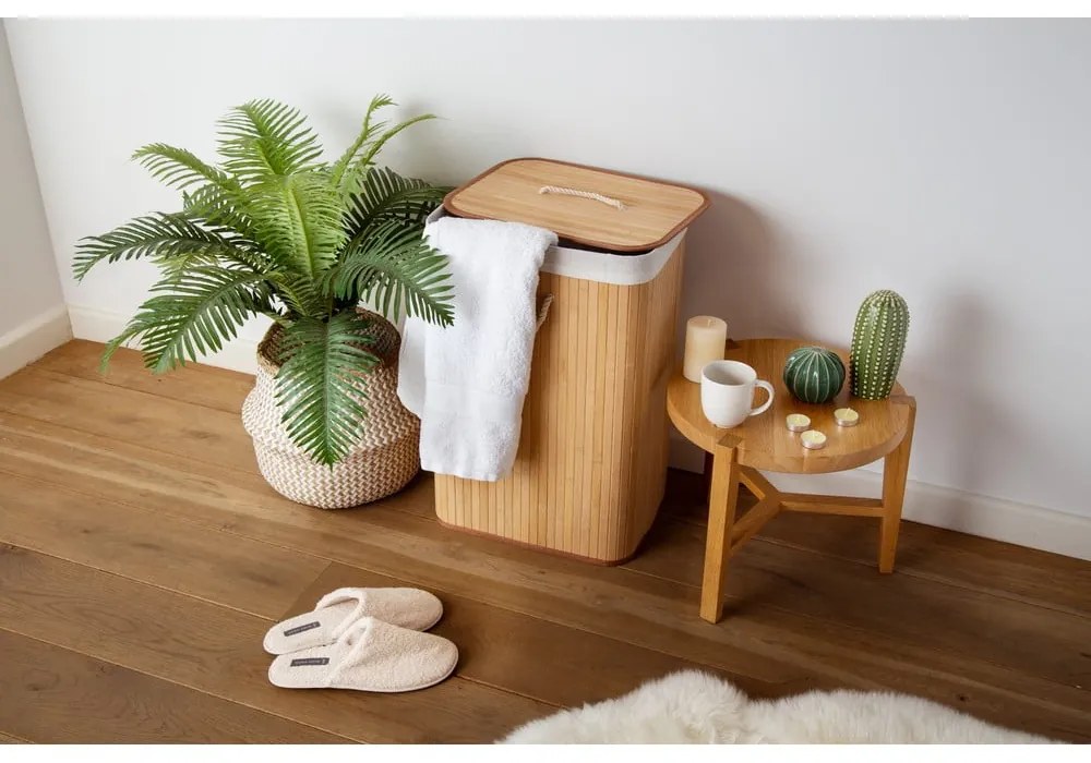 Coș de rufe în culoare naturală din bambus 78 l Bamboo – Compactor