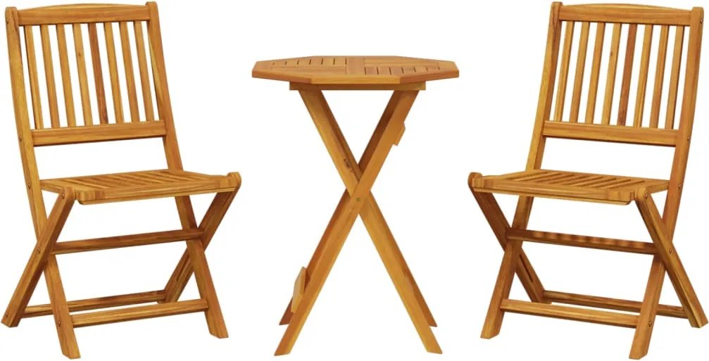 vidaXL Set de bistro pliabil, 3 piese, lemn masiv de acacia