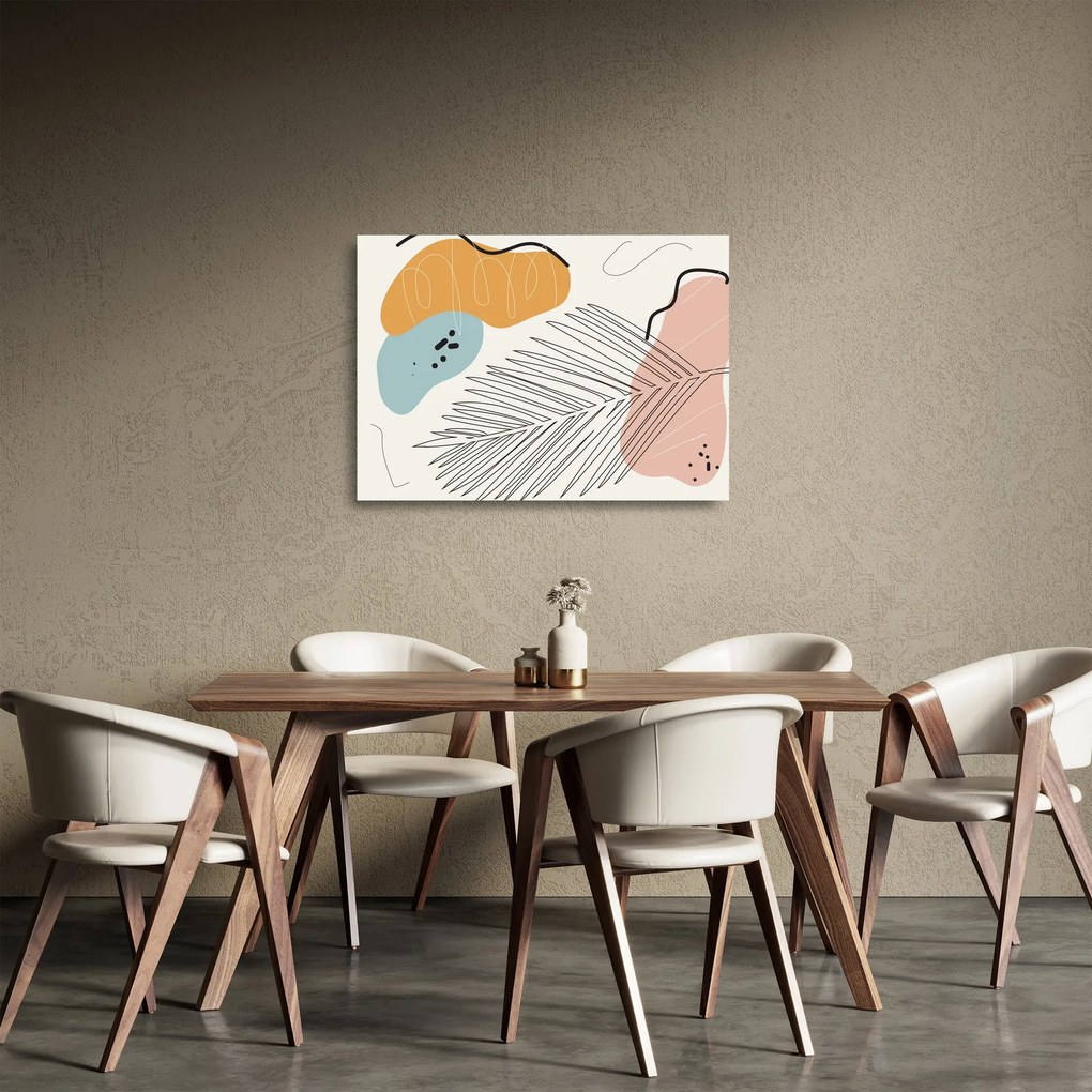 Tablou pe sticlă - Ilustrație de frunze (70x50 cm)