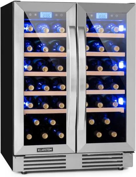 Klarstein Vinovilla Duo 42, vinotecă cu două zone, frigider, 126 l, 42 sticle., 3 LED-uri de culoare, ușă din sticlă
