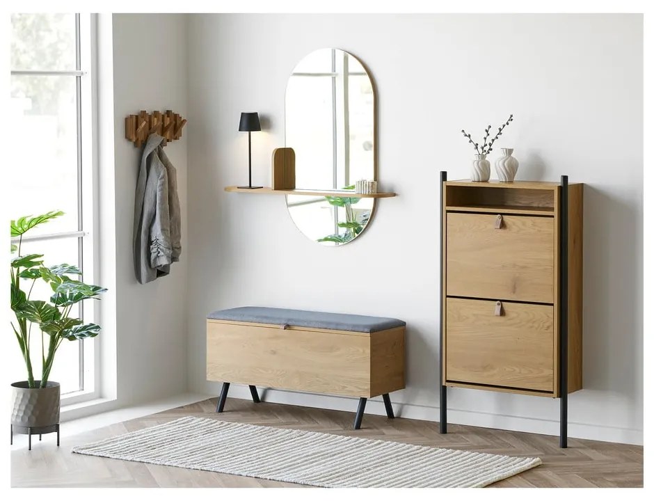 Cufăr în culoare naturală cu aspect de lemn de stejar 92x48x33 cm Barco – House Nordic