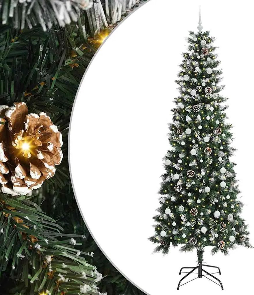 vidaXL Brad de Crăciun artificial Verde 240 cm PVC și Plastic și Oțel