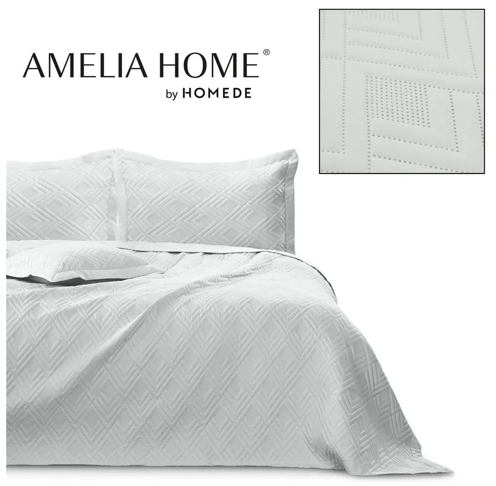 Cuvertură gri deschis matlasată din microfibră 220x240 cm Ophelia – Restilo