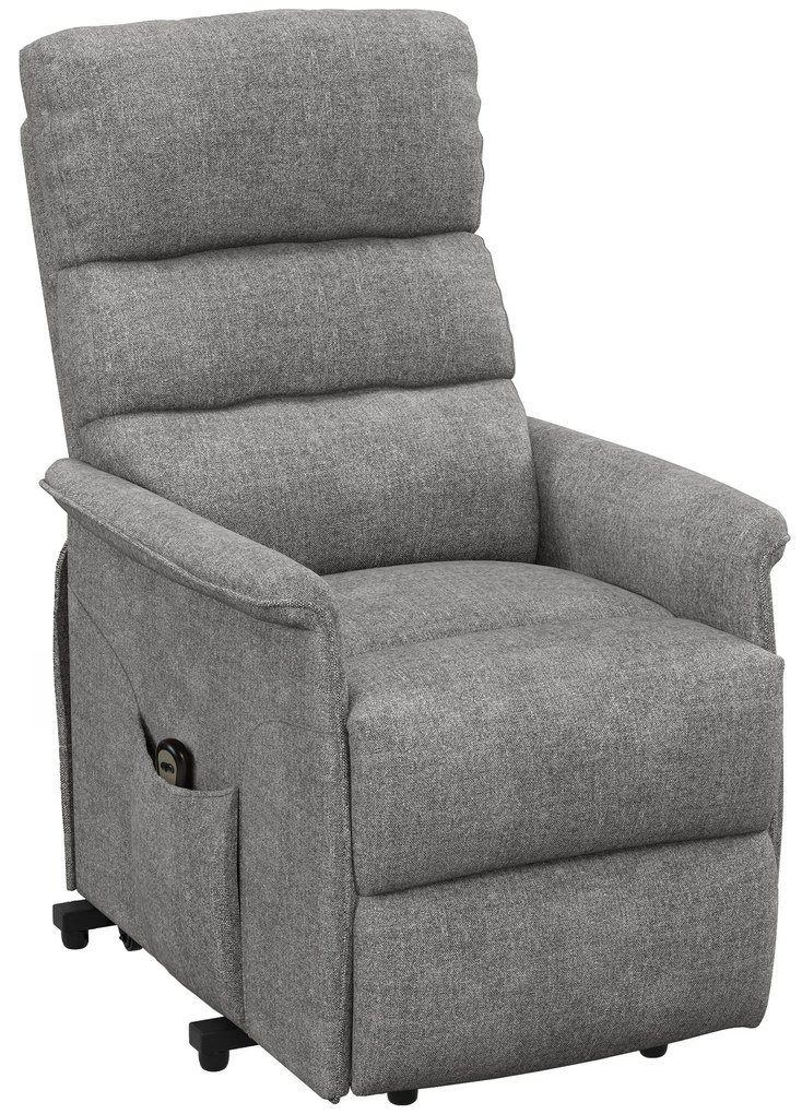 HOMCOM Scaun de relaxare cu funcție de ridicare, spătar/picioare reglabile, până la 120 kg, 66 x 90 x 96 cm, Gri | Aosom Romania