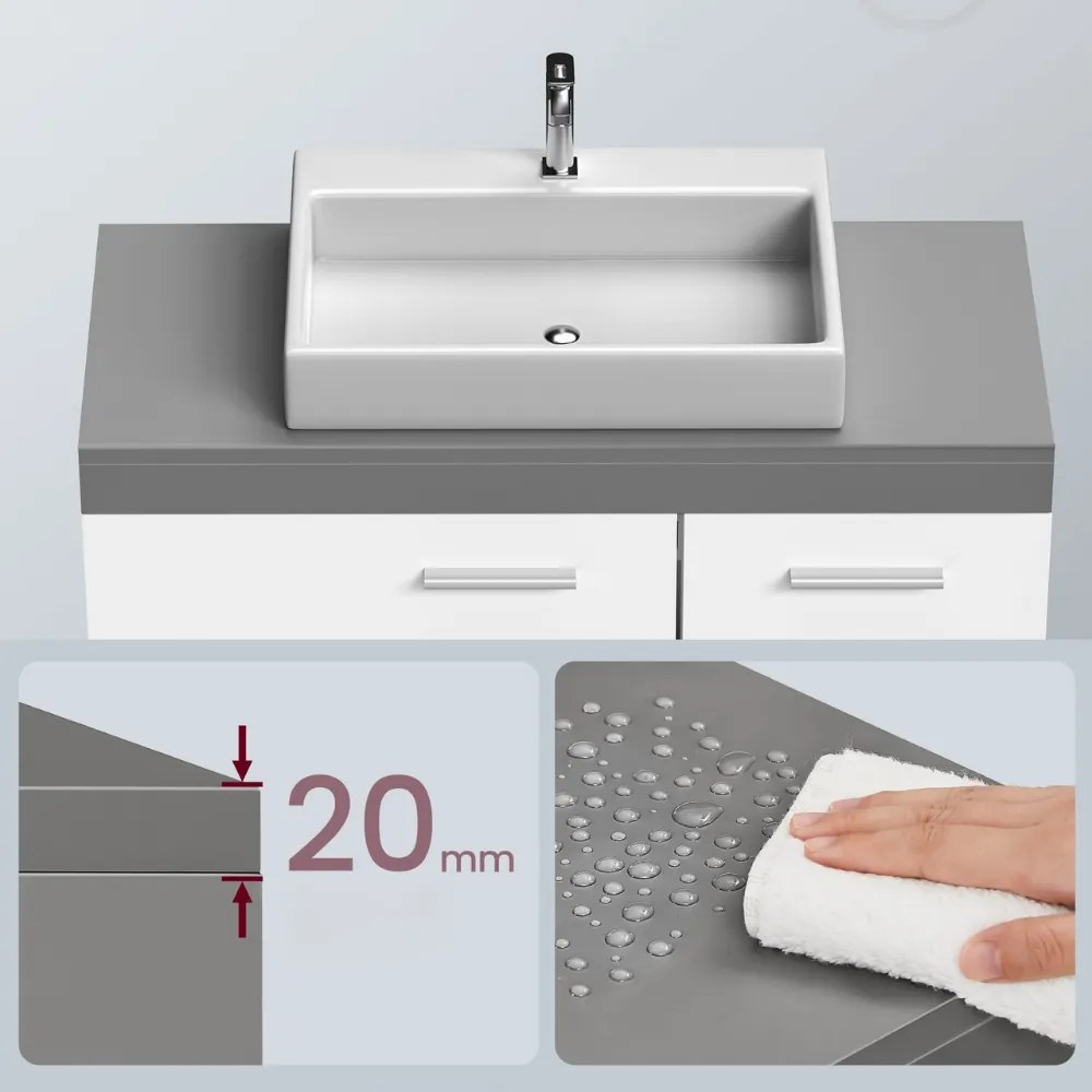 Dulap pentru chiuvetă IVY, 30x70x64 cm, alb/gri Vasagle