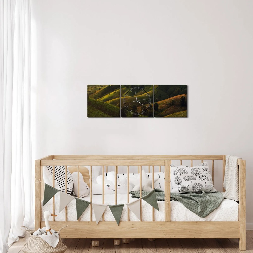 Tablou - Priveliște spre dealurile din Thailanda (cu ceas) (90x30 cm)