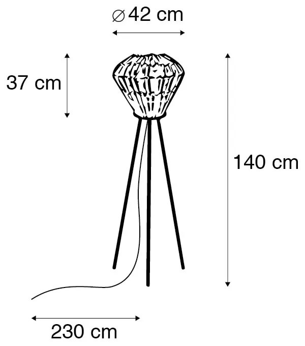 Lampă de podea rustică cu trepied din bambus alb - Canna Diamond