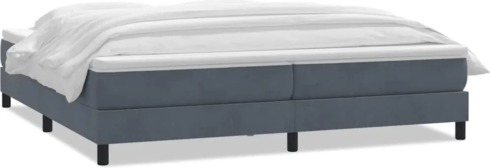 vidaXL Pat box spring cu saltea, gri închis, 180x210 cm, catifea