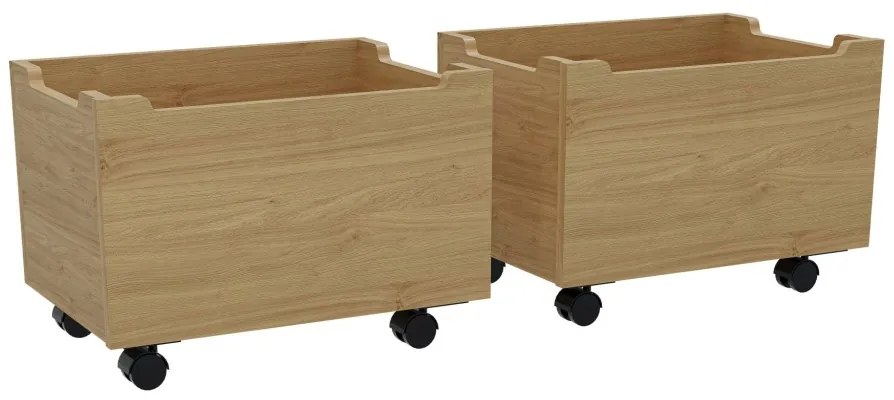 Pat Semi-Înălțat (Mid Sleeper) Forrest Oak 90x200 cm, pentru Camera Copii, din Lemn de Stejar, Natur, cu Tobogan și Sertare – Vipack
