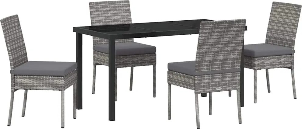 vidaXL Set de masă pentru grădină 5 pcs Gri Oțel vopsit electrostatic