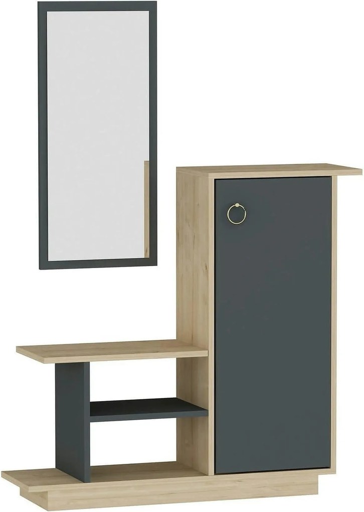 Pantofar ASIA, stejar/gri antracit, PAL melaminat, 80x30x90 cm