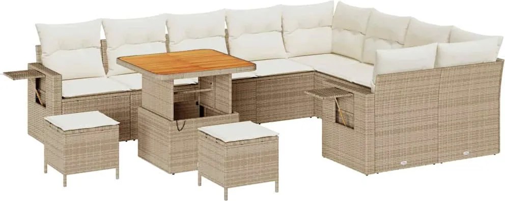 vidaXL Set de canapele pentru grădină 12 pcs Bej și crem poliratan
