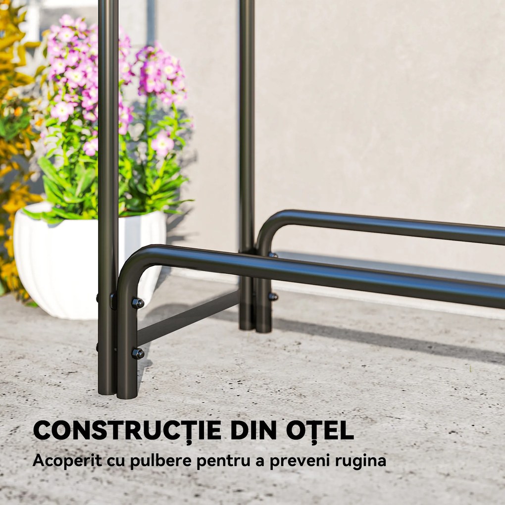 Outsunny Suport Lemne de 1m³ Reglabil cu Acoperire Impermeabilă 300x36x99 cm | Aosom Romania