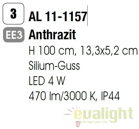 Stalp LED iluminat exterior IP44 H100cm Kato AL 11-1157 anthrazit OR