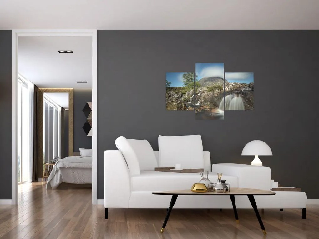 Tablou cu cascadele și munți (90x60 cm)