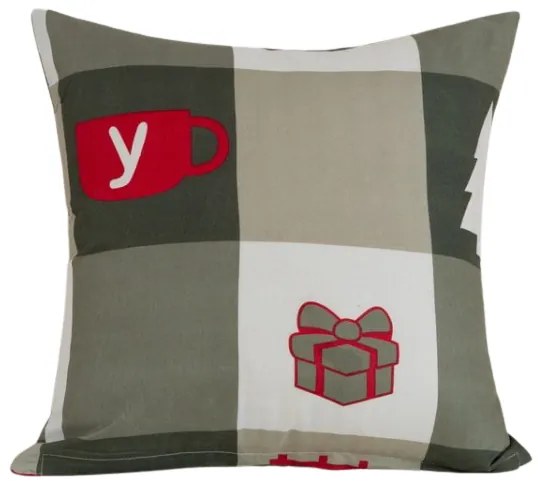 Husa pentru perna din microfibra CHRISTMAS SOCKS 45x45 cm, verde