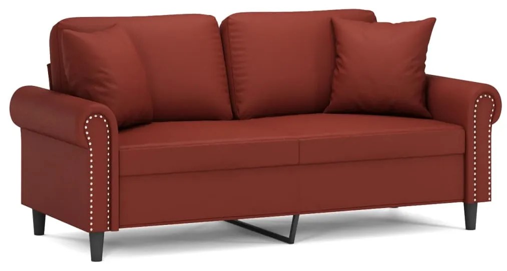 3153177 vidaXL Canapea 2 locuri, perne&pernuțe roșu vin 140 cm piele ecologică