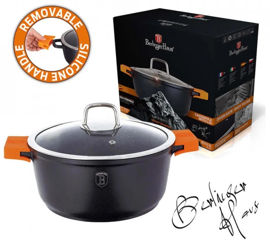 Oala cu capac 30 cm Granit Diamond Line Berlinger Haus BH 1097N