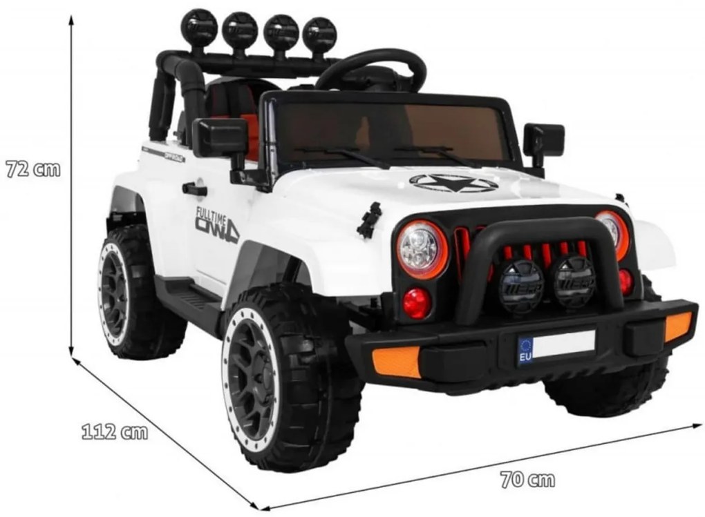 Masinuta Electrica cu acumulator pentru copii NOVOKIDS™ Full Time Jeep 4X4 PRO, Max 30 kg, 3-8 ani , Cu melodii si lumini ,12V, 2 Viteze, 4 motoare,