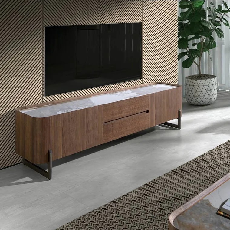 Comoda TV deosebita design LUX Walnut-Marble