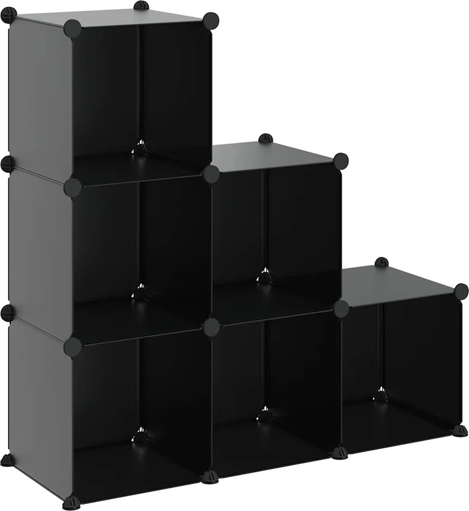 vidaXL Organizator cub de depozitare, 6 cuburi, negru, PP